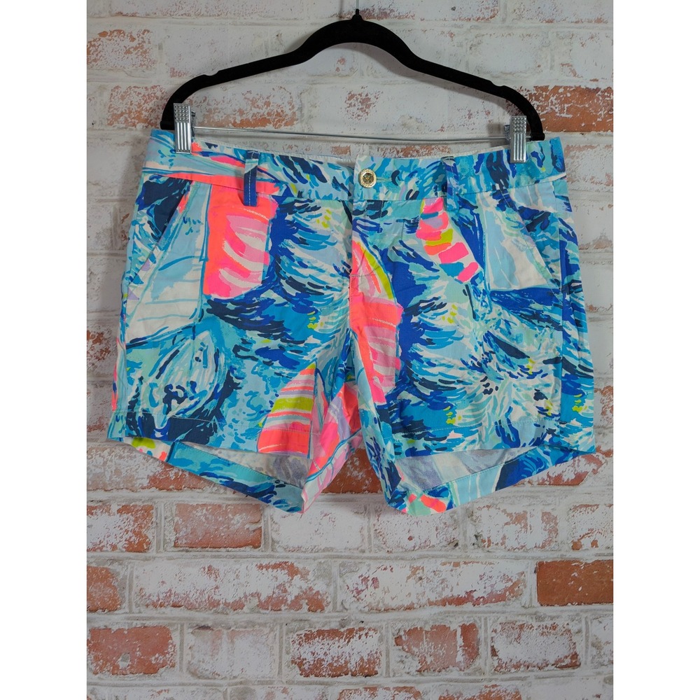 Lilly Pulitzer Callahan Shorts Womens 8 Blue Catch the Wave Sailboat 5 Inseam